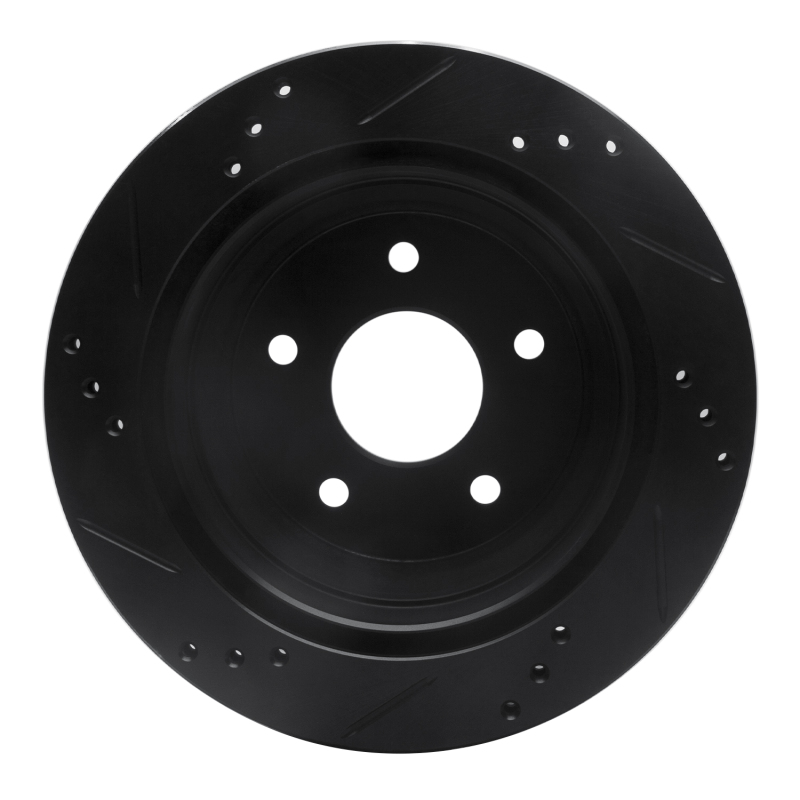 Chevrolet S10 Brake Rotor (1) - Rear Right - R1 Concepts - Drilled & Slotted - Black - `97-`05